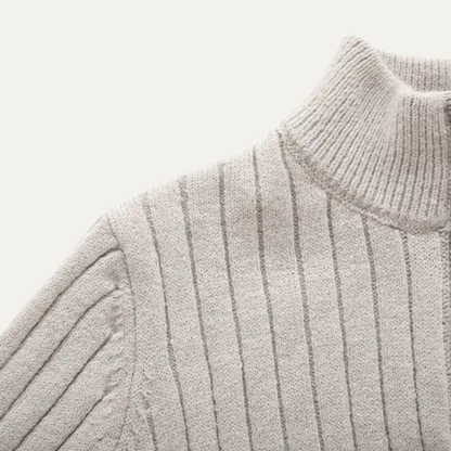 The Favignana Men's Knitted Stand Collar Ribbed Half Zip Jumper