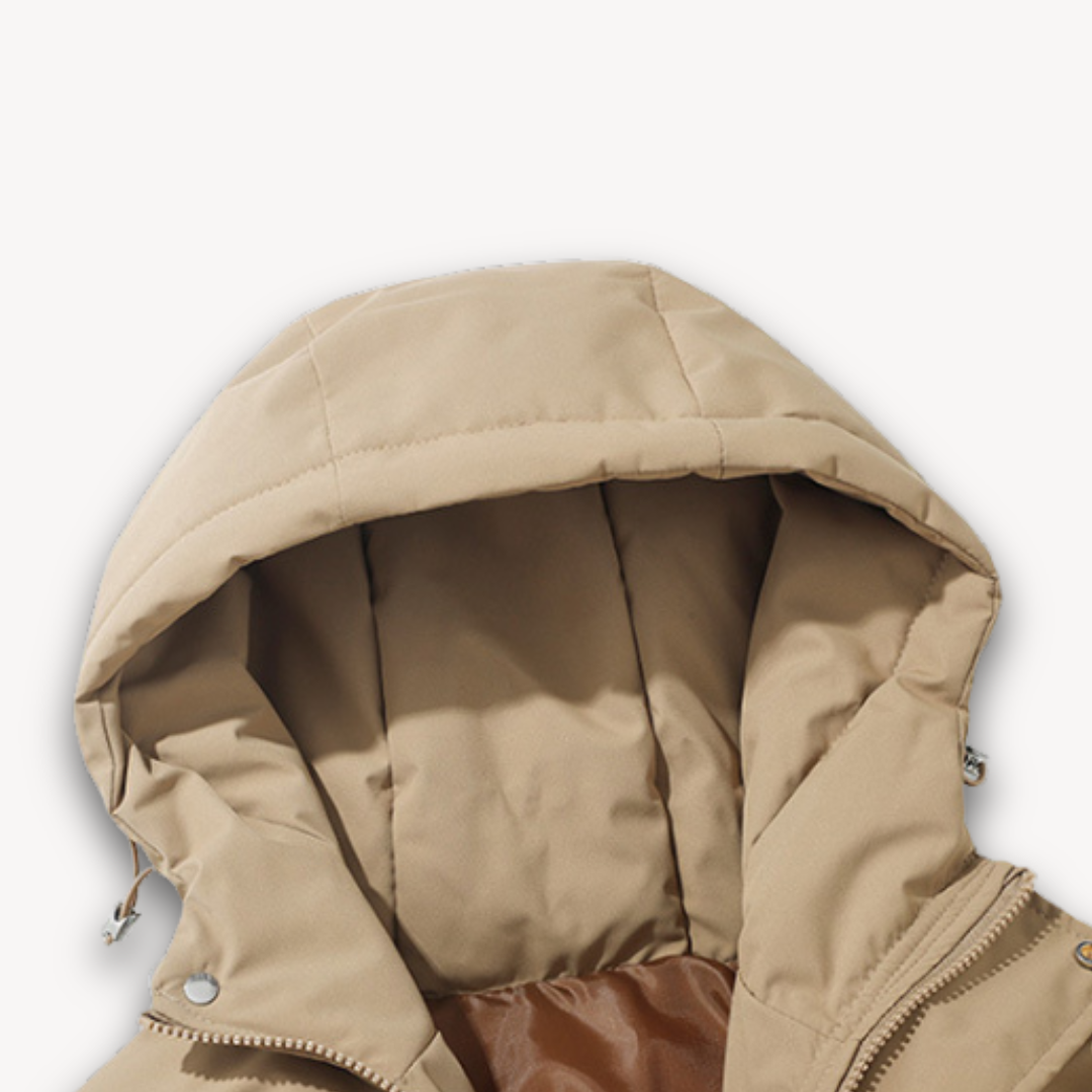 Men's Puffer Jacket with Hood - Warm Winter Outerwear for Adults - Lightweight Polyester