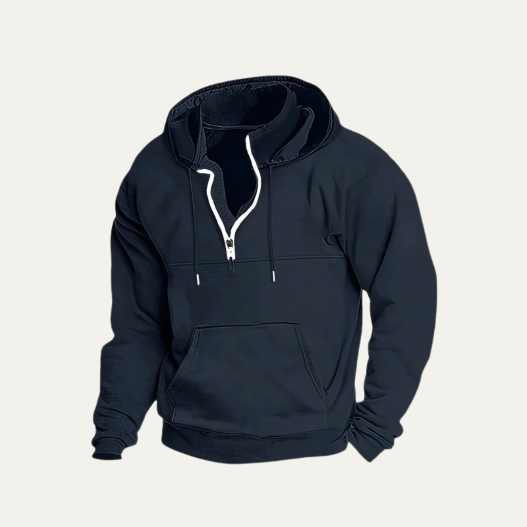 Men’s Utility Pocket Hooded Partial Zip Sweatshirt
