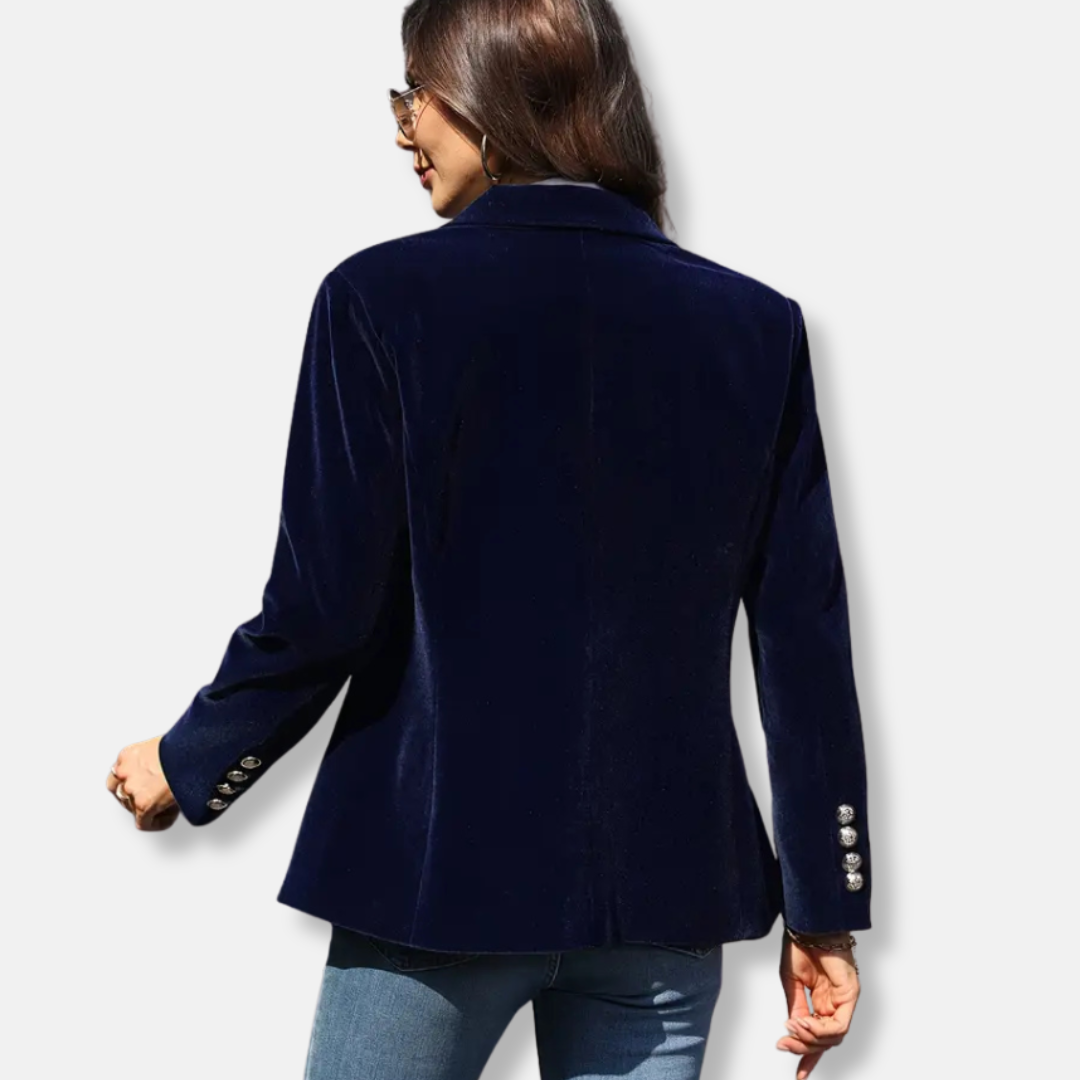 Isla Tailored Blazer | Gold Button Accent Lapel Collar Blazer