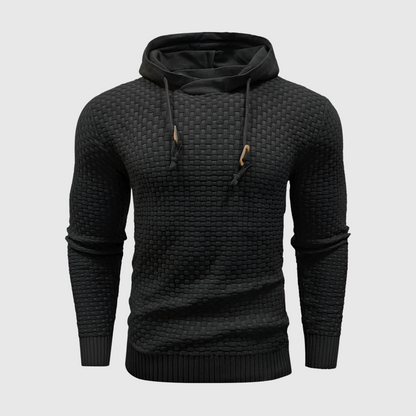 Men’s Textured Knit Hoodie With Cowl Hood