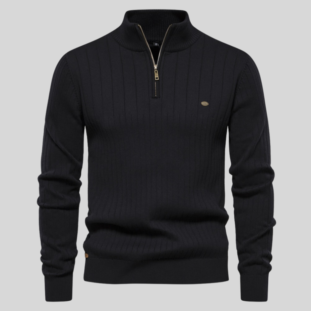 Classic Men's Quarter Zip Sweater - BritishElegance