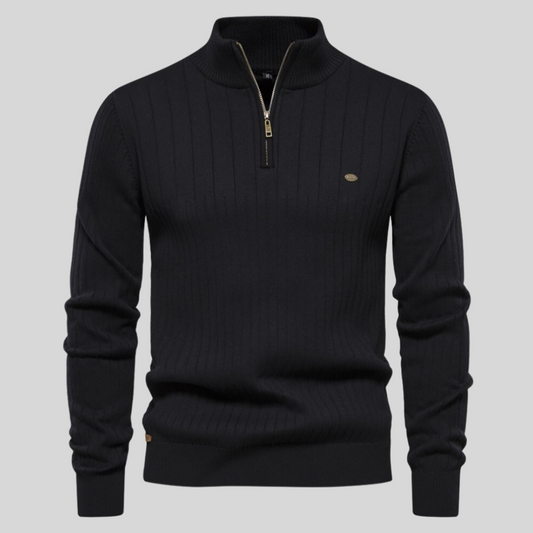Classic Men's Quarter Zip Sweater - BritishElegance