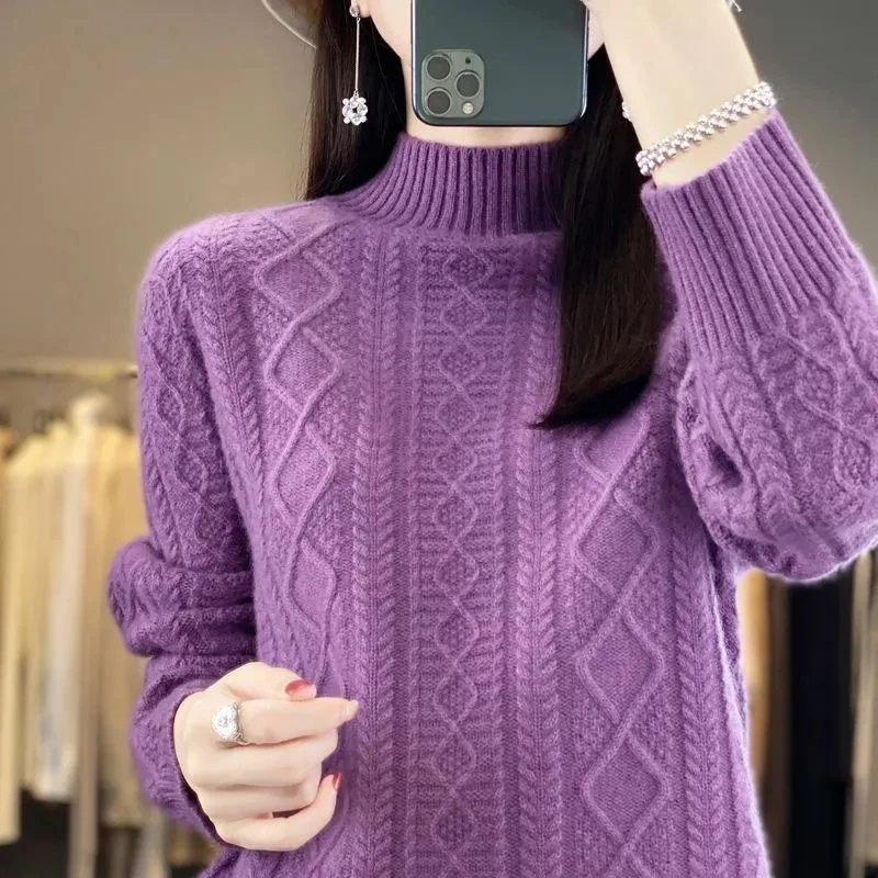 Warm Crew Neck Sweater for Ladies