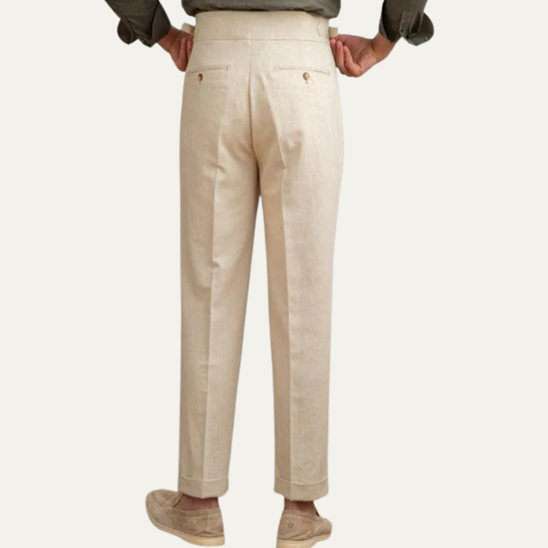Men’s High-Waist Pleated Summer Chinos