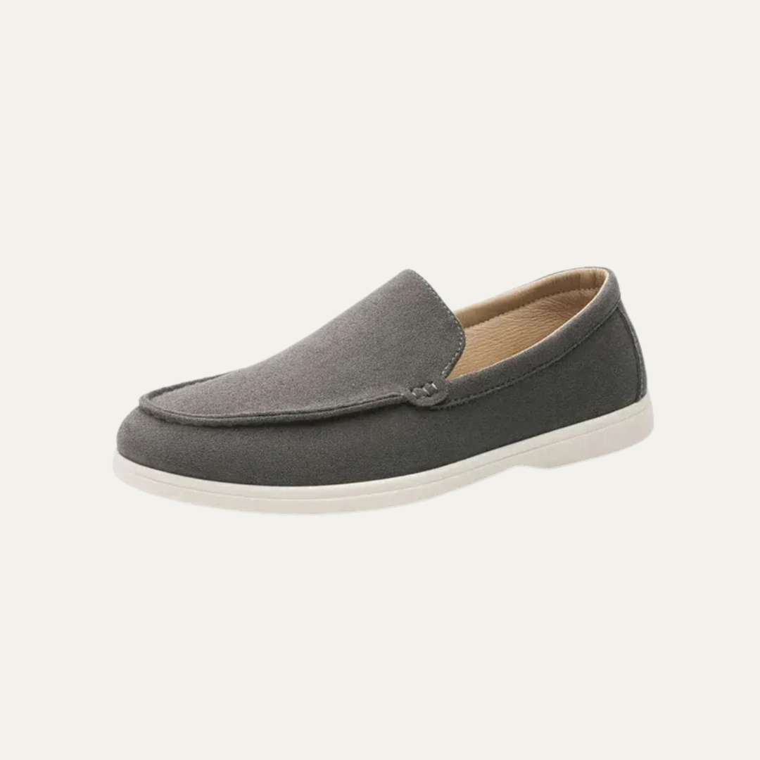 Men’s Suede Driving Moccasins with Metal Keeper Detail