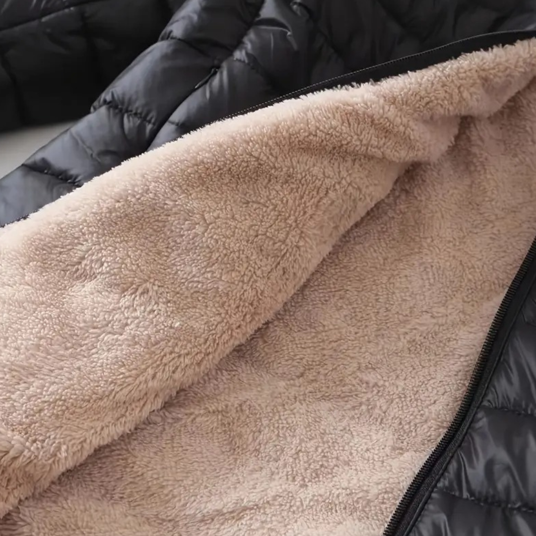 Women’s Faux Fur Lining Quilted Hooded Jacket