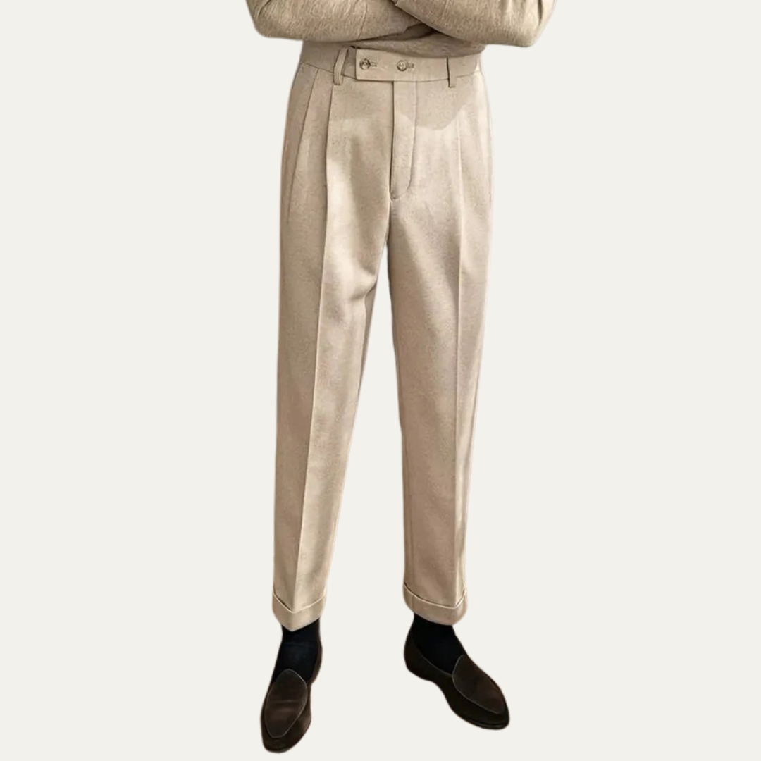 Men’s High-Waist Pleated Dress Trousers