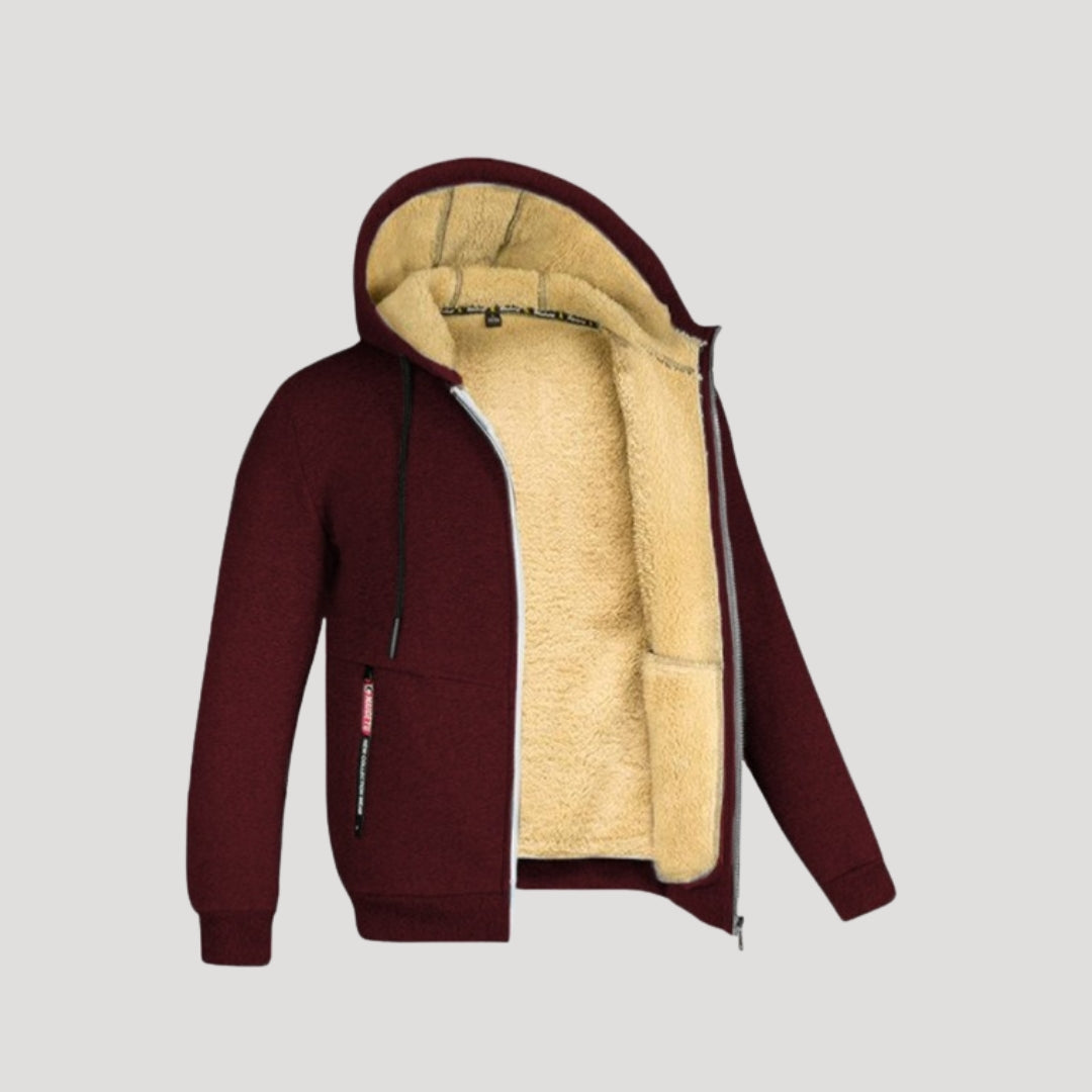 Men's Thick Fleece Lined Zip Up Hoodie