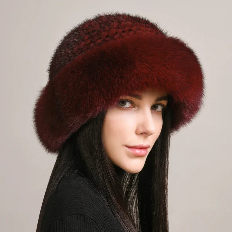 Soft Mink Fur Winter Hat for Warmth