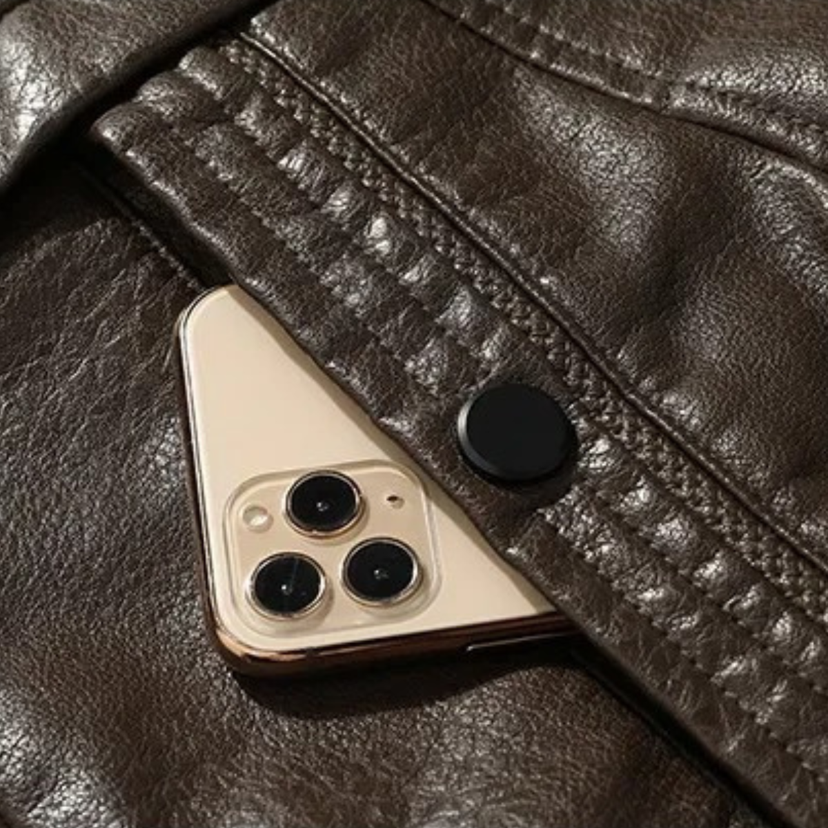 Men’s Faux Leather Coat with Shearling Lining