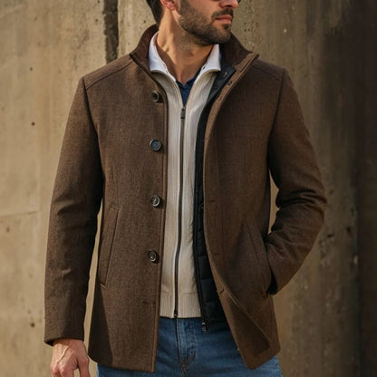 Men’s Double Layer Light Coat with Quilted Inner Vest