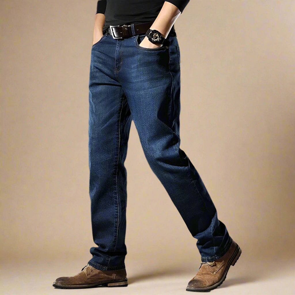 Men's Business Casual Stretch Jeans with Comfortable Regular Fit