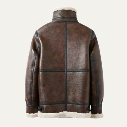 Men’s Shearling Collar Aviator Leather Jacket