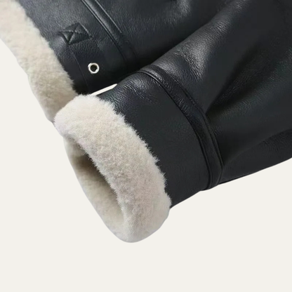 Men’s Shearling Collar Aviator Leather Jacket