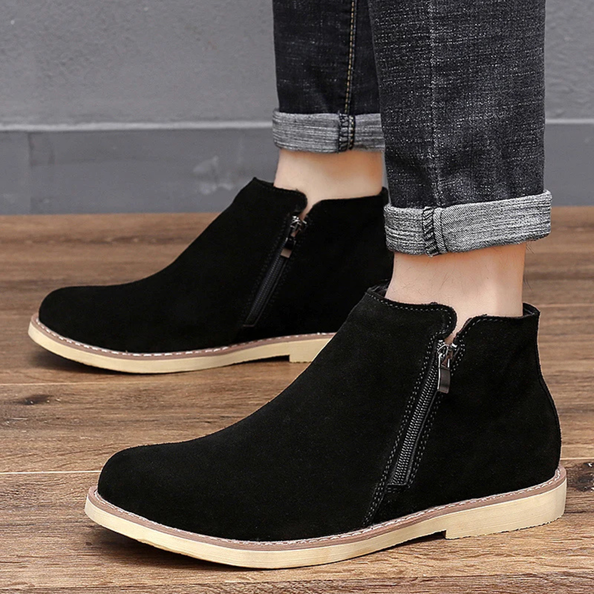 The Saint Tropez Men’s Retro Suede Zip Ankle Chelsea Boots