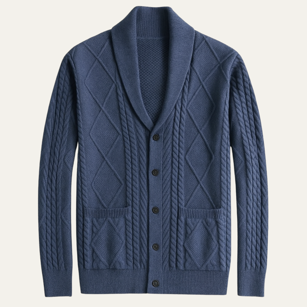 Men’s Shawl Collar Cashmere Cable Knit Cardigan