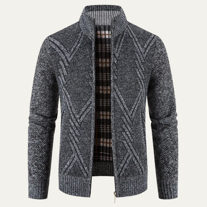 Men’s Diamond Knit Full Zip Cardigan Jacket