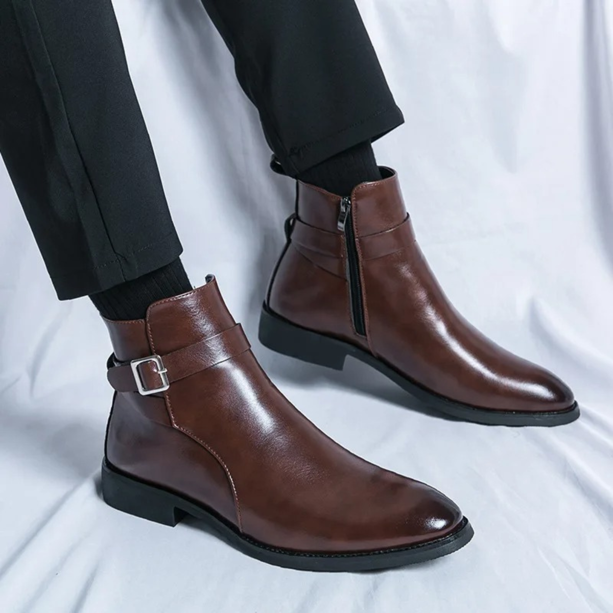 The Franciacorta Men’s Leather Ankle Boots with Side Zip & Non Slip Sole
