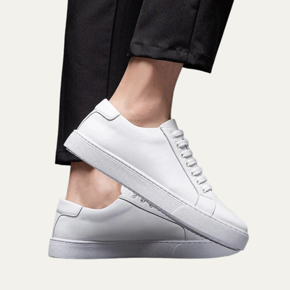 Men’s Leather Low Top Sneakers with Thick Cupsole