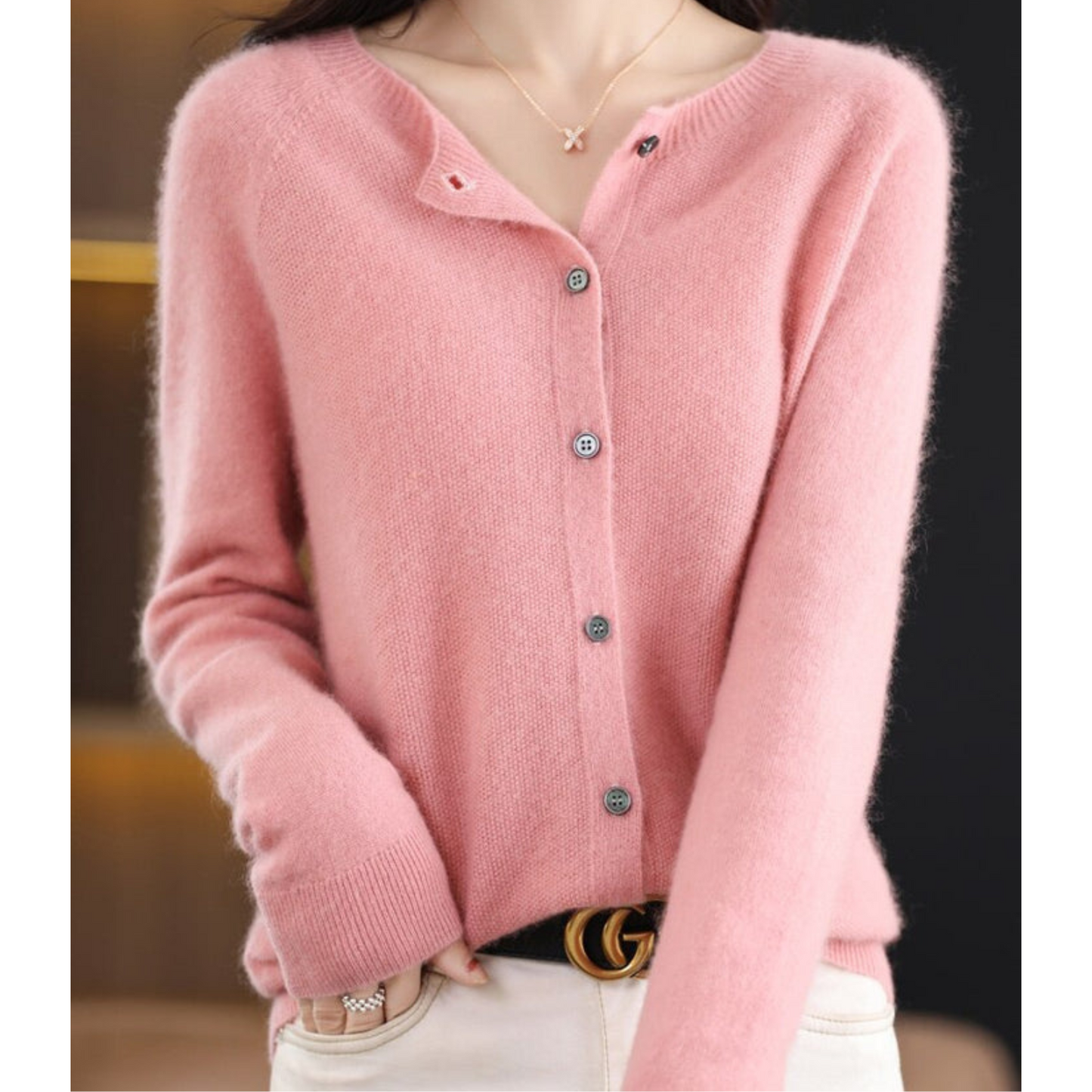 Soft Crew Neck Winter Cardigan Sweater