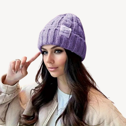 Cable Knit Beanie Hat for Women - Soft Wool Blend