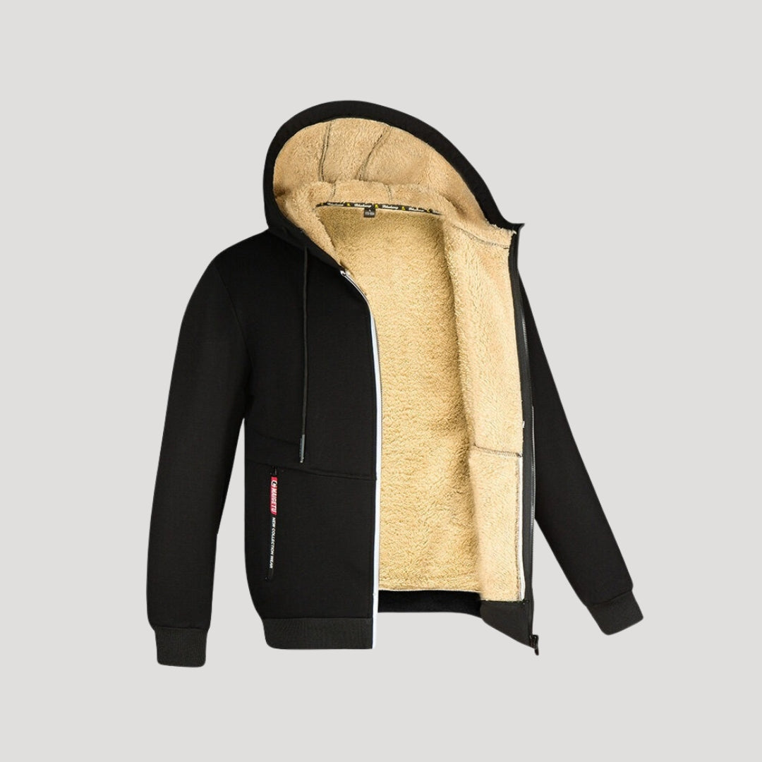 Men's Thick Fleece Lined Zip Up Hoodie