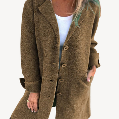 Women's Wool Blend Longline Button Front Coat