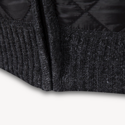 Men's Quilted Jacket with Knitted Sleeves - Warm Casual Outerwear