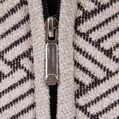 The Volterra Men’s Elegant Knit Diamond Pattern Jacket with Stand Collar