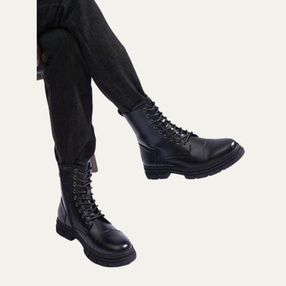 Men’s Cap Toe Combat Boots with Side Zipper