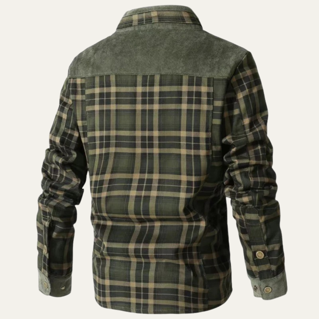 Men’s Plaid Fleece Lined Corduroy Yoke Shirt Jacket