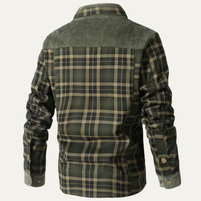 Men’s Plaid Fleece Lined Corduroy Yoke Shirt Jacket