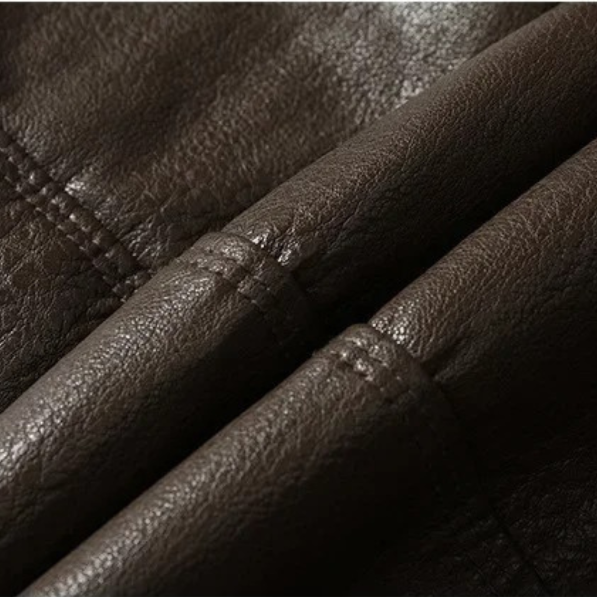 Men’s Faux Leather Coat with Shearling Lining
