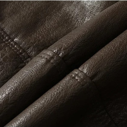 Men’s Faux Leather Coat with Shearling Lining