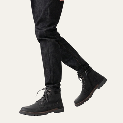 Men’s Military Style Lace Up Combat Boots with Lug Sole