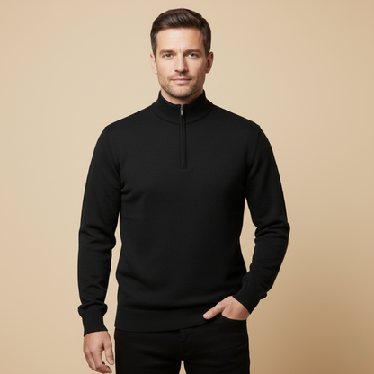 Men’s Solid Quarter Zip Stand Collar Pullover