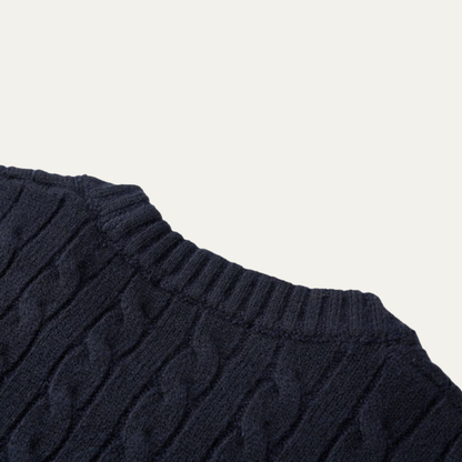 The Hever Men’s Cable Knit Crew Neck Sweater