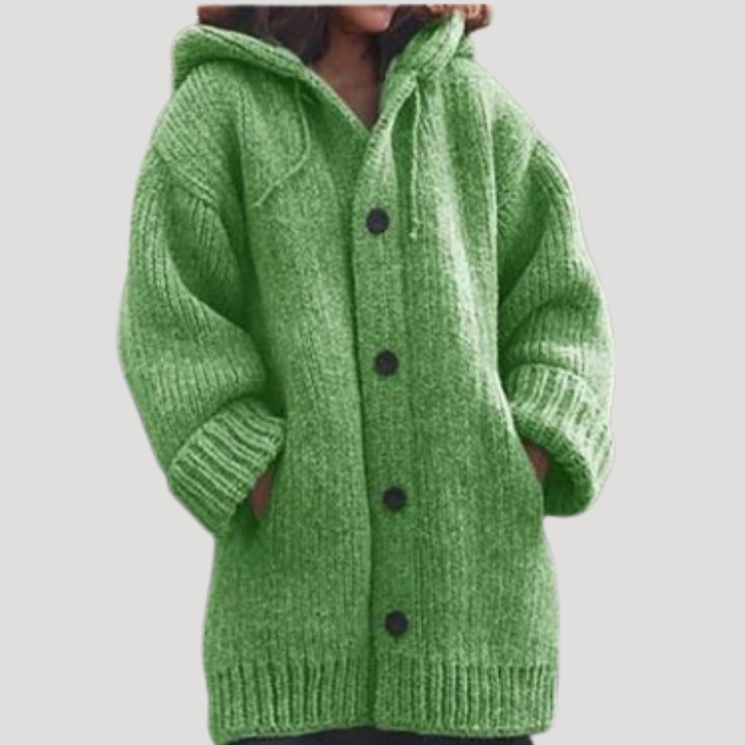 Women's Large Soft Hooded Cardigan Sweater