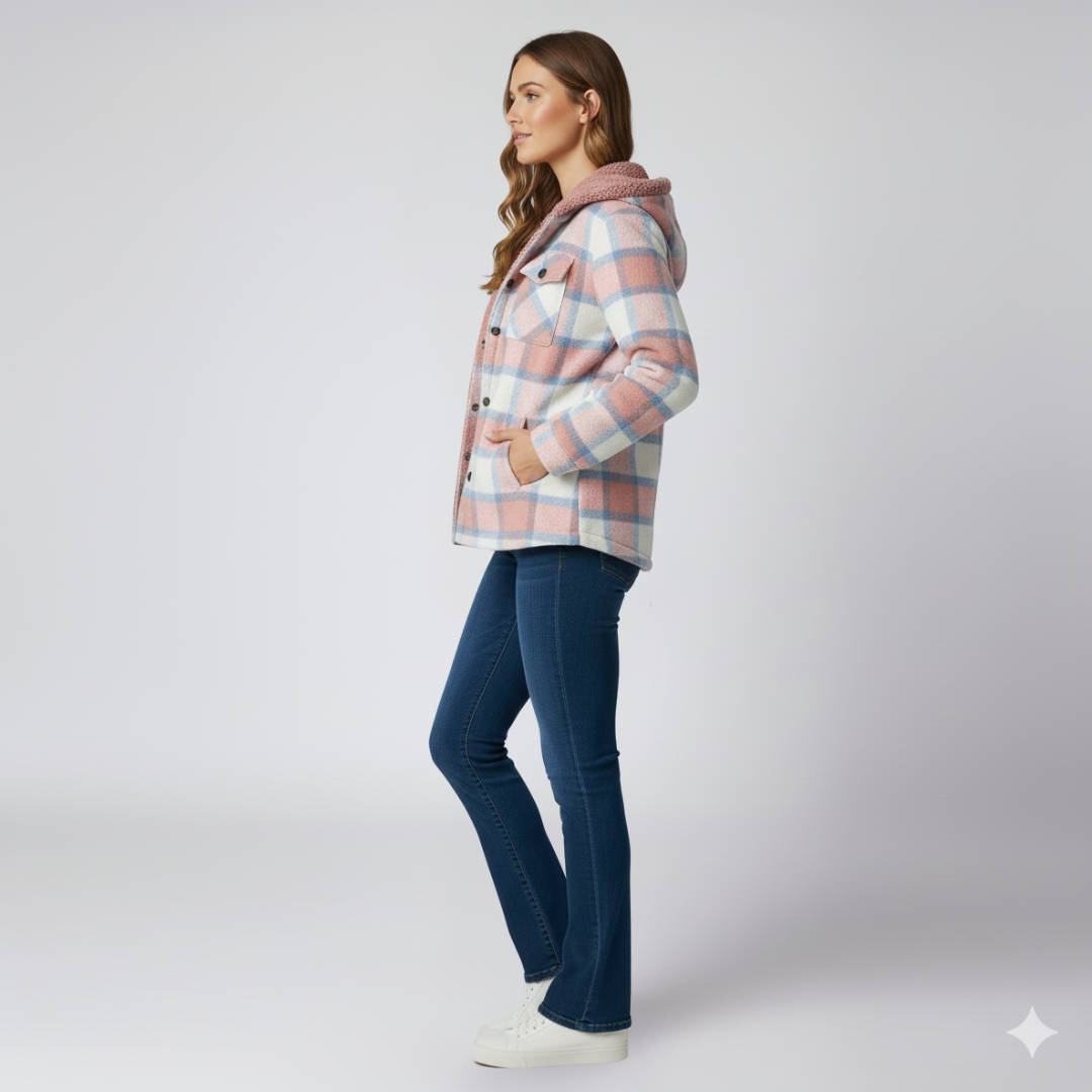 Elizabeth | Autumn Jacket - Hooded Plaid Outerwear for Women