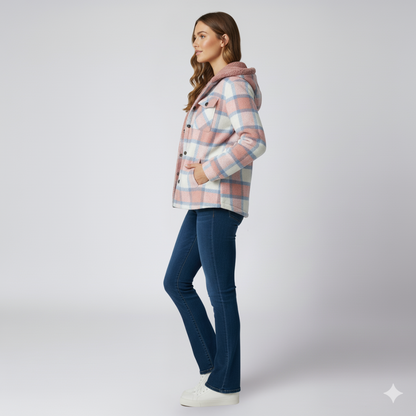 Elizabeth | Autumn Jacket - Hooded Plaid Outerwear for Women
