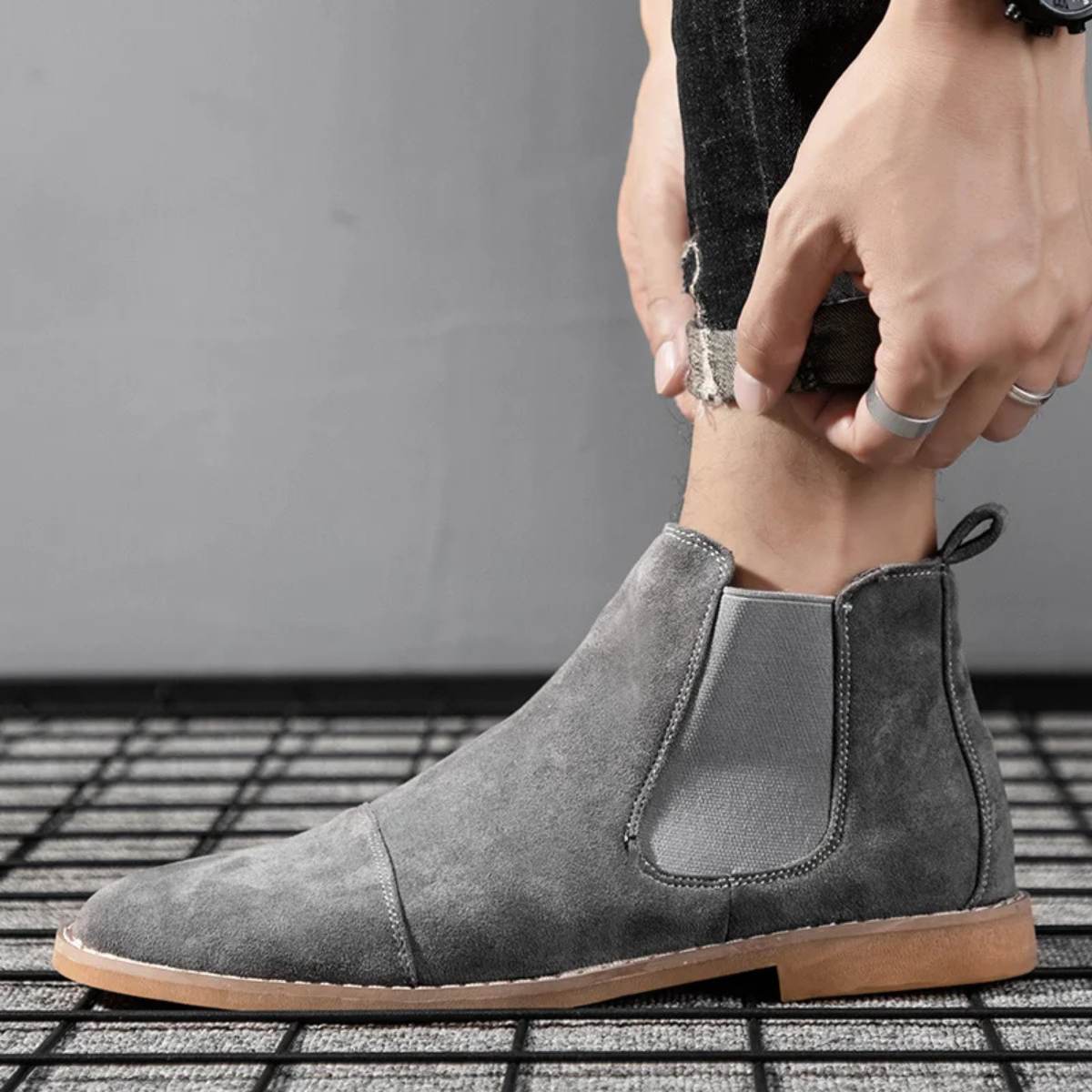 The Torcello Men’s Suede Chelsea Slip On Boots with Elastic Side Panels