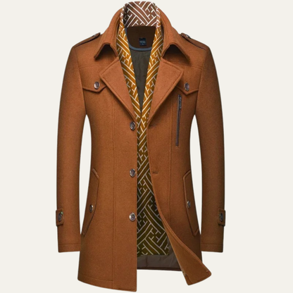 The Siena Men's Wool Blend Long Trench Coat with Lapel Collar