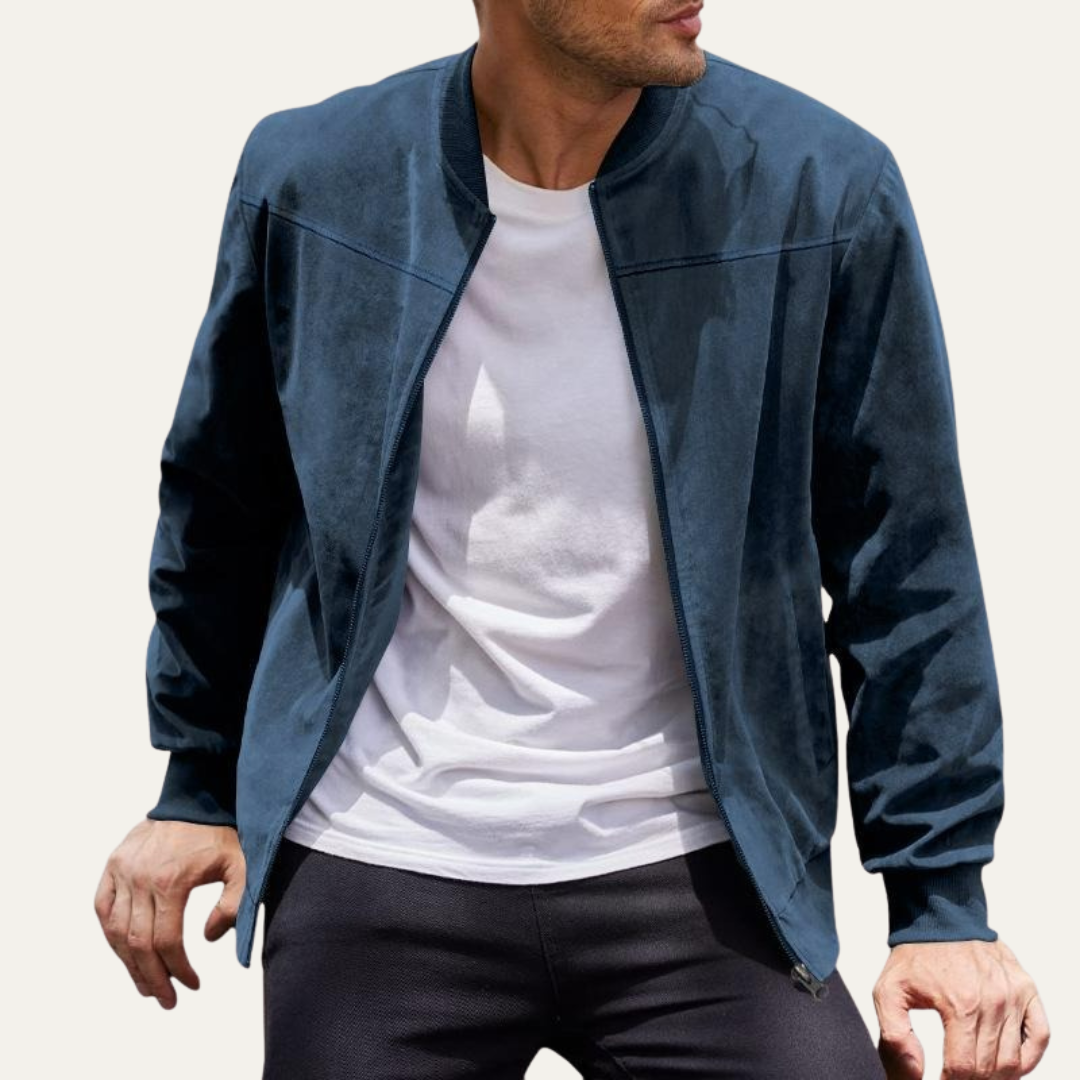 Men’s Textured Zip Up Casual Bomber Jacket