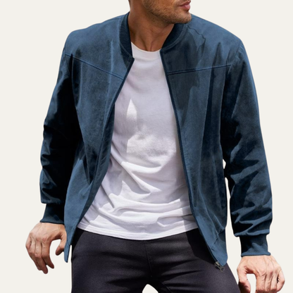 Men’s Textured Zip Up Casual Bomber Jacket