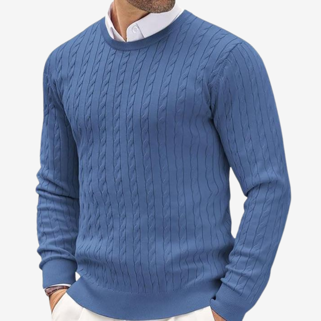 Classic Men's Cable Knit Crew Sweater