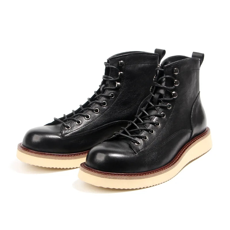 Classic Lace Up Boots with Contrast Sole - BritishElegance