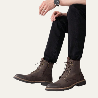 Men’s Cap Toe Lace Up Combat Style Ankle Boots