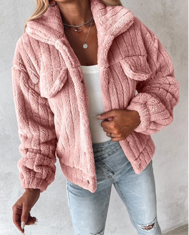 Soft Fleece Button Front Women's Coat