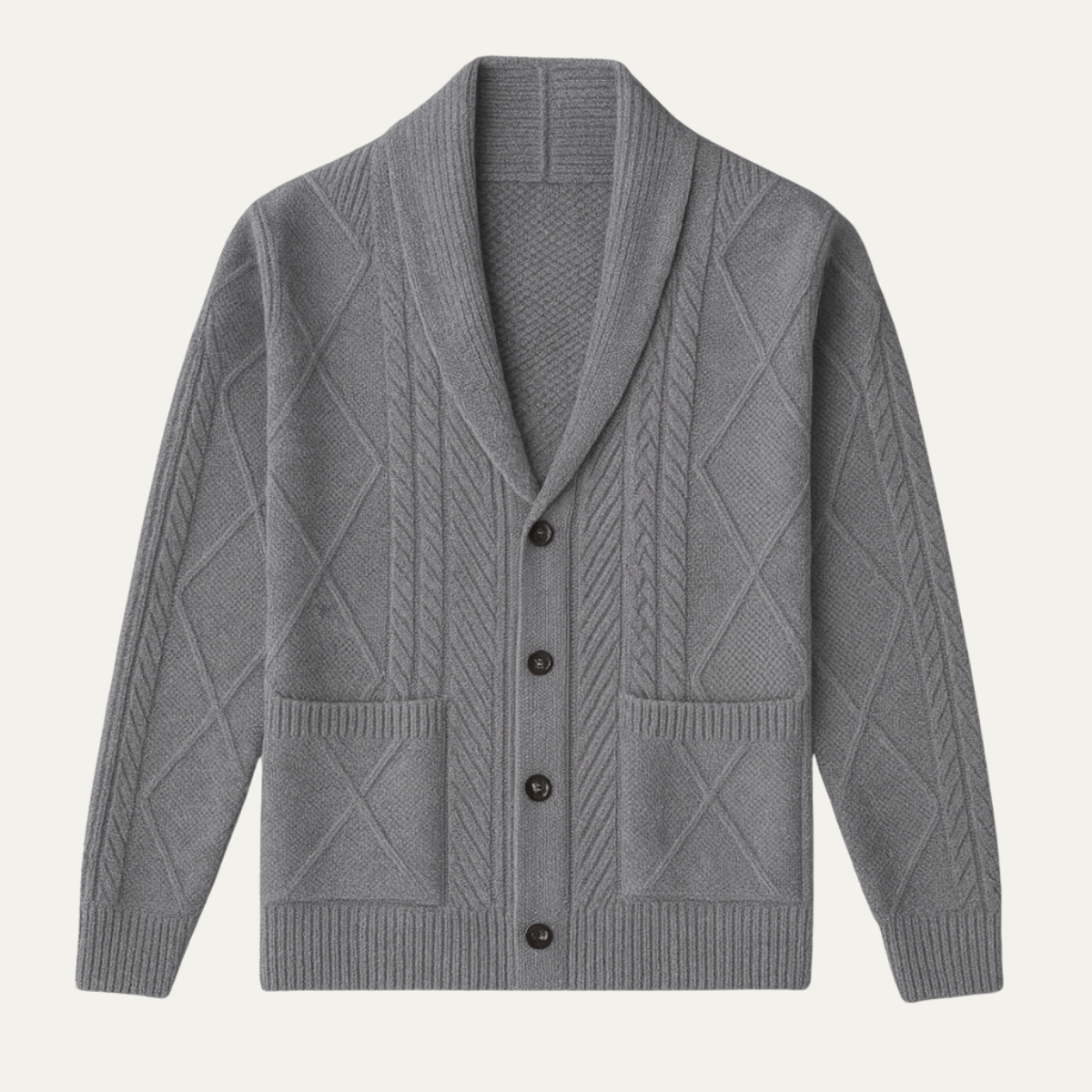 Men’s Shawl Collar Cashmere Cable Knit Cardigan